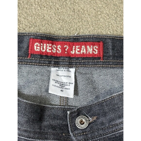 Vintage Guess Jeans Carpenter Shorts Mens 40 Fade Black Utility Grunge Denim Y2K - Picture 3 of 6